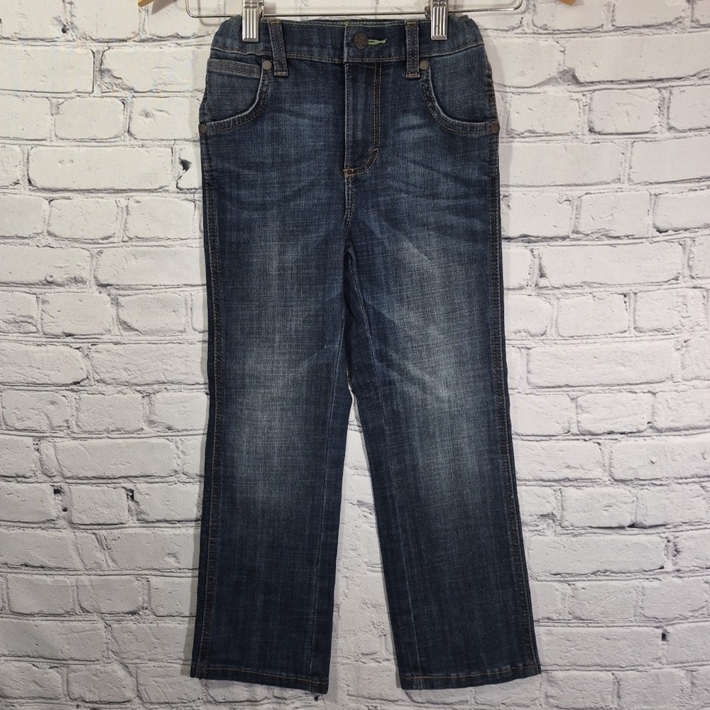 Wrangler Kids Jeans 7 Retro Relaxed Boot Dark Blue Adjustable Waist Cowboy Cut